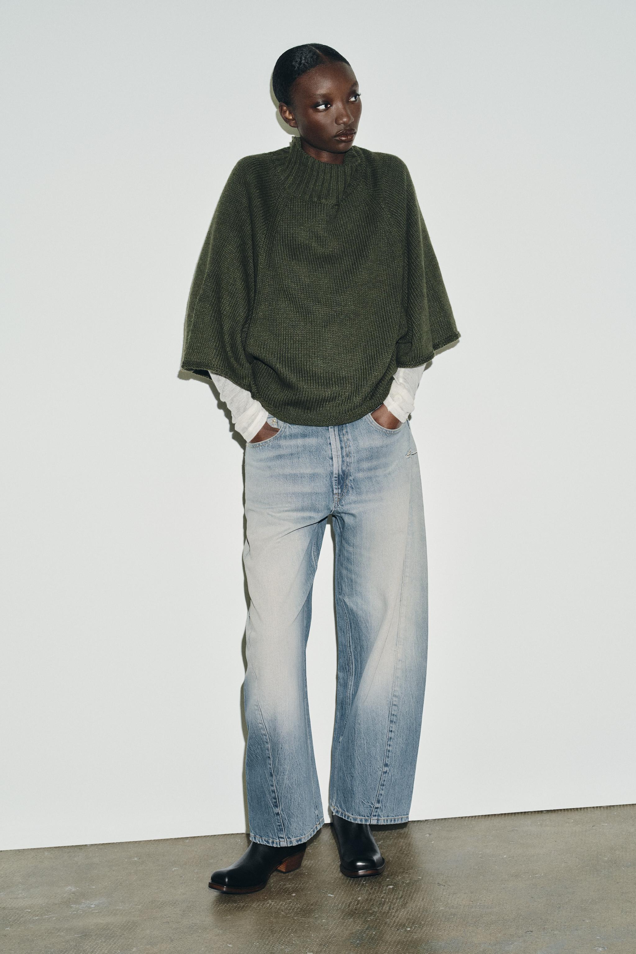 WIDE SLEEVE KNIT JUMPER - Mid-green | ZARA United States