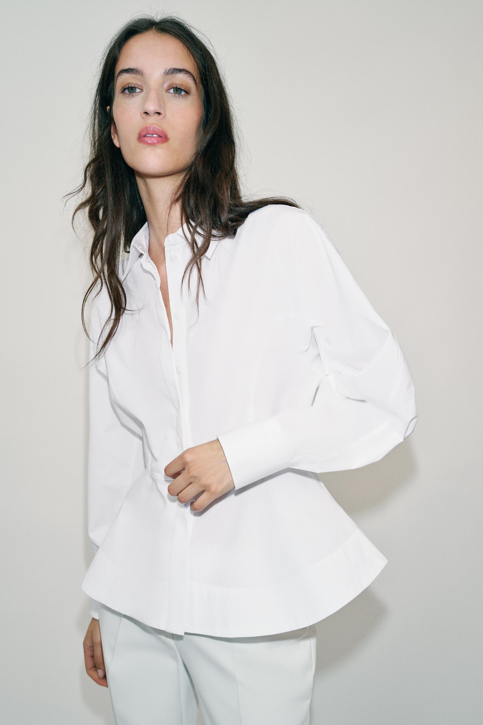 CHEMISE EN POPELINE À BASQUES