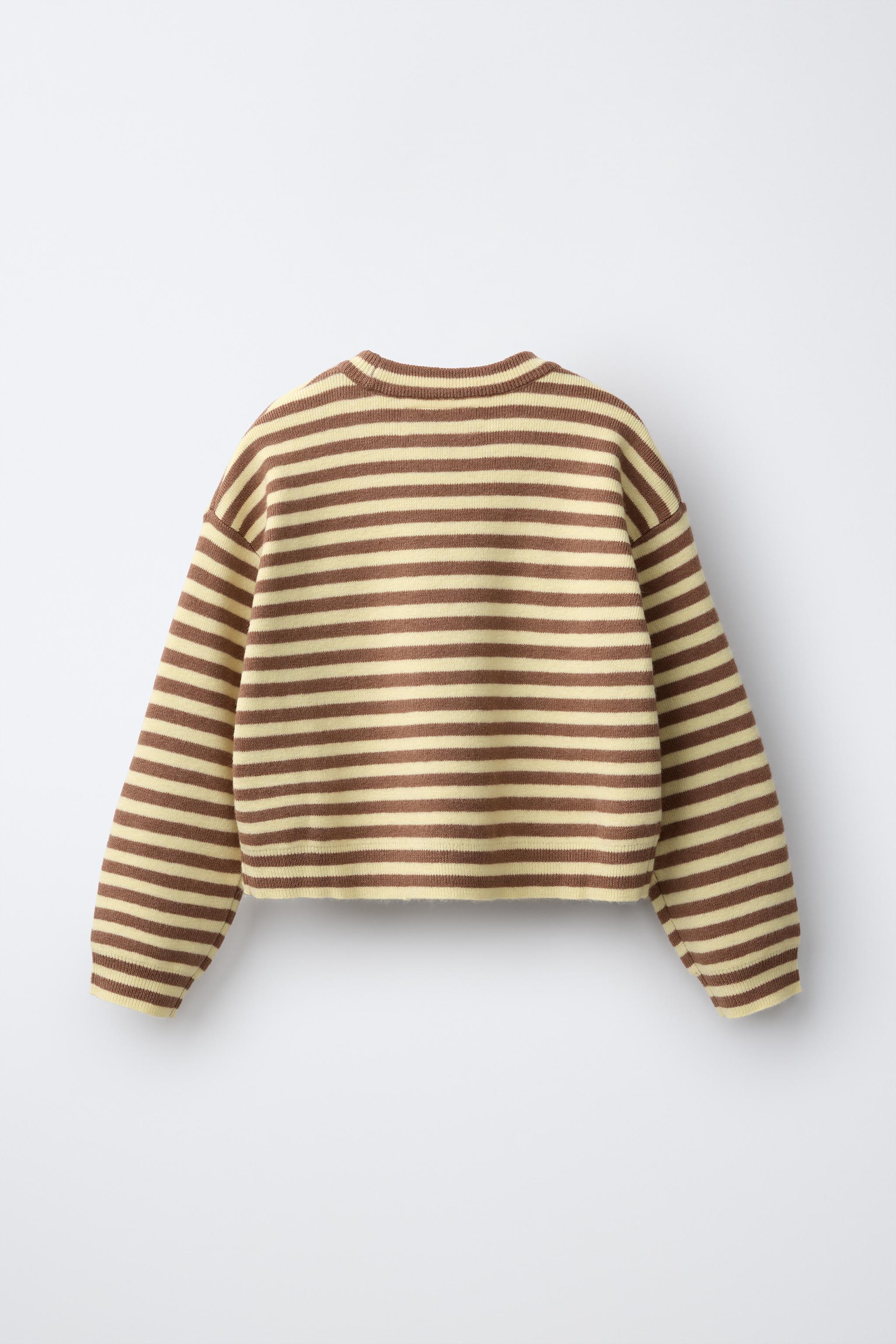 STRIPED KNIT JUMPER — Brown