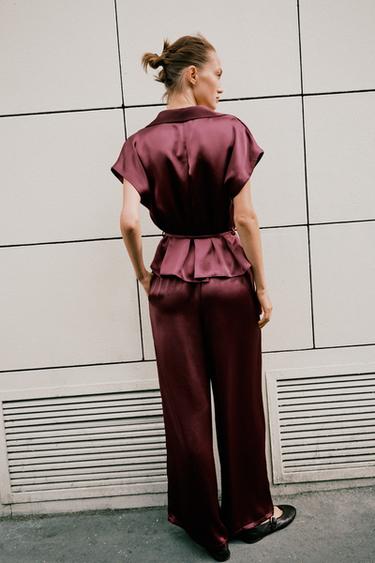 PANTALON SLIM TAILLE HAUTE - Bordeaux de Zara - Image 4