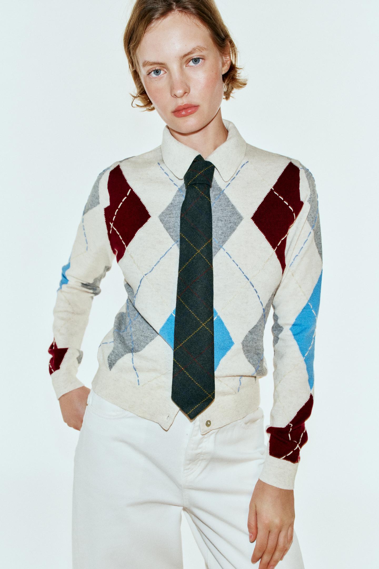 Женские галстуки Zara Wool-Blend Plaid Tie, цвет: Зелёный — фото 2