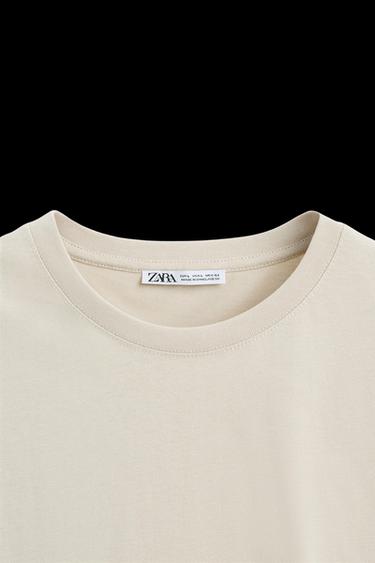 Zara BASIC MEDIUM WEIGHT T-SHIRT - Light sand