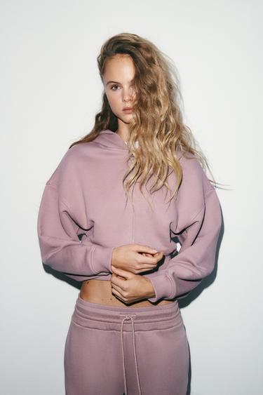 SWEAT COURT À CAPUCHE - Rose craie de Zara - Image 3