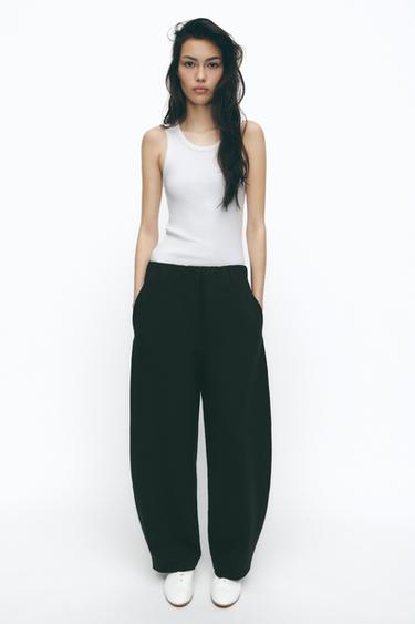 PANTALÓN BALLOON INTERLOCK - Negro de Zara - Imagen 0