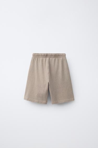 ENSEMBLE T-SHIRT ET BERMUDA UNI TEINT SUR PIÈCE - Marron clair de Zara - Image 4