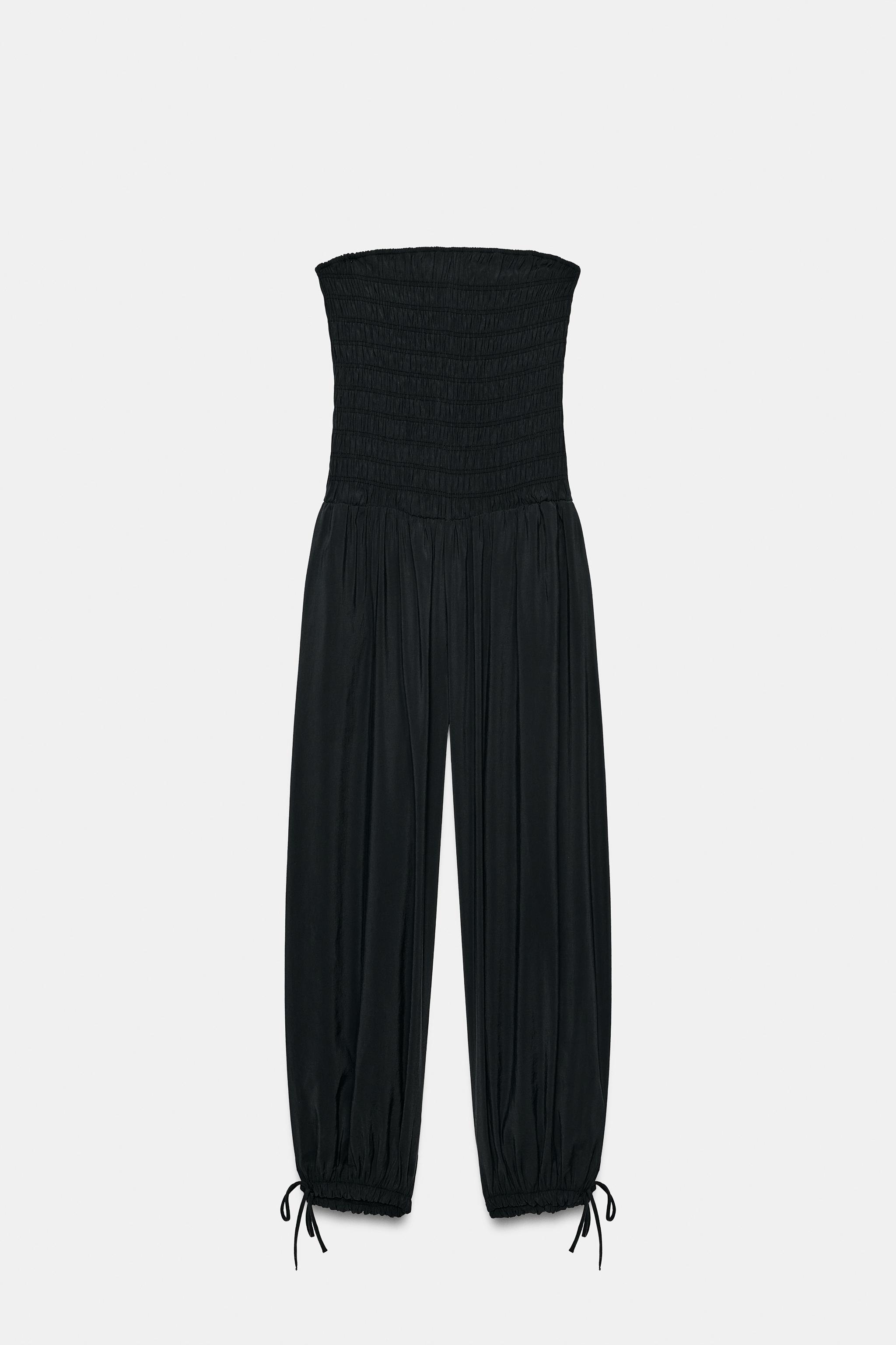 Женские комбинезоны Zara GATHERED STRAPLESS JUMPSUIT — фото 2