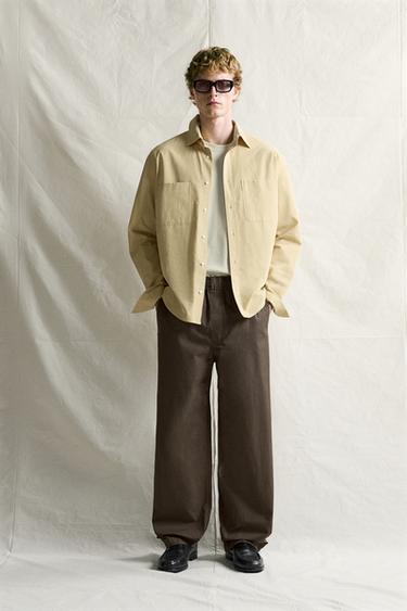 COTTON BARREL FIT TROUSERS - Black / Brown by Zara - Image 0