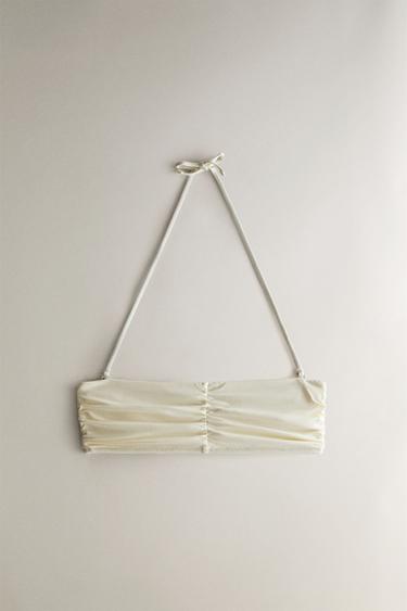 GATHERED BEACH BIKINI TOP - Ecru by Zara
