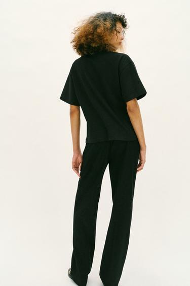 T-SHIRT HEAVY COTTON À DÉCOR - Noir de Zara - Image 4