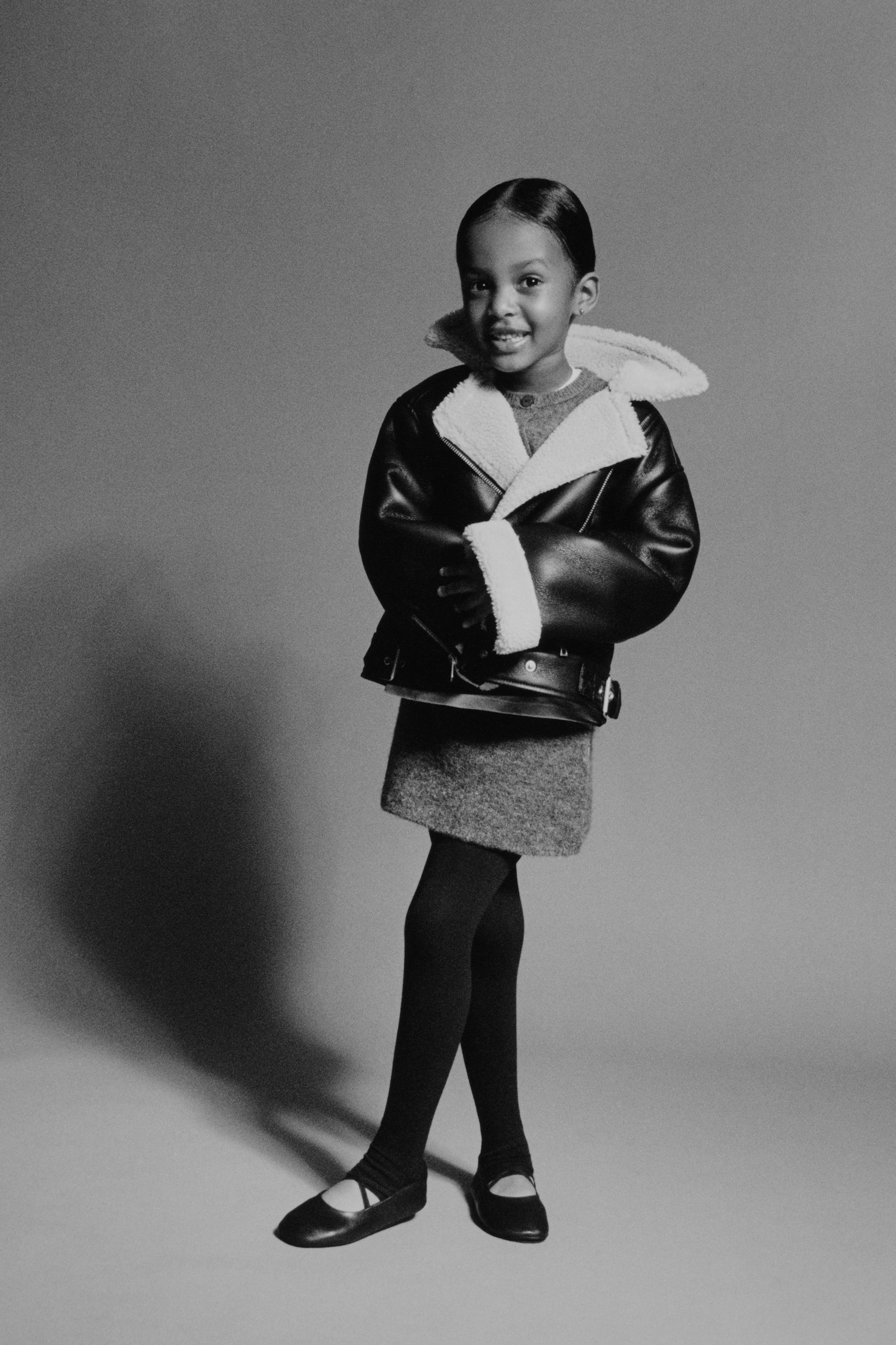 ZARA  kids ブラックレザーライダースジャケット Zara Kids Girl Double Faced Biker Jacket Black 4341/601 | eBay