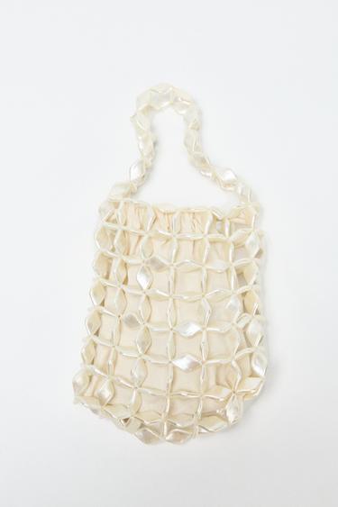 PEARLESCENT BUCKET BAG - Pearl grey by Zara