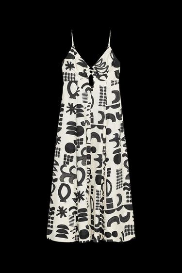 GEMUSTERTES CUT-OUT-KLEID - Weiß / Schwarz von Zara - Bild 0