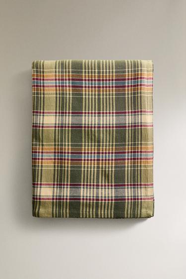 Zara DYED THREAD CHECK TABLECLOTH - 綠色