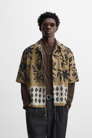 FLORAL PRINT SHIRT - camel by Zara