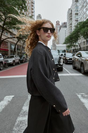 BOMBER DOUX BAS ÉLASTIQUE - Gris de Zara - Image 4