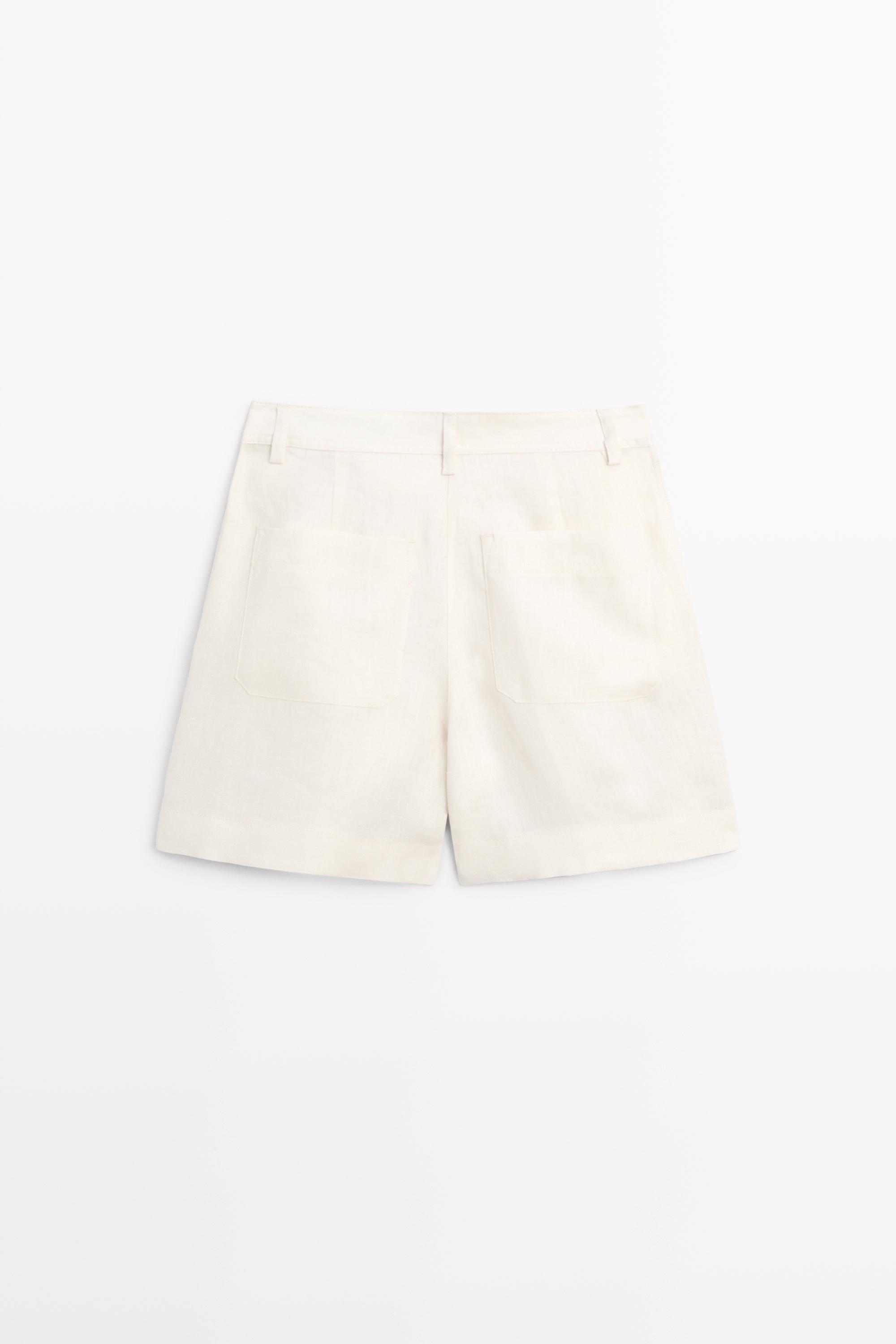 Short plissé 100 % lin