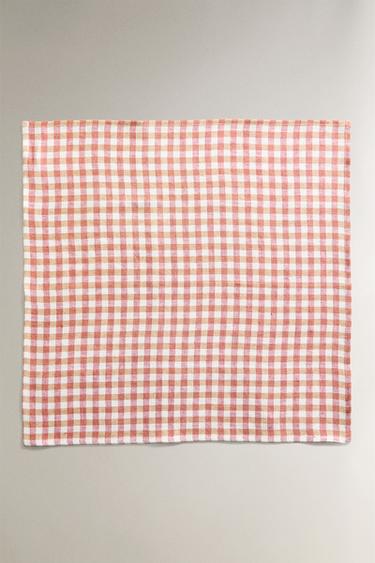 PACK OF CONTRAST GINGHAM NAPKINS (PACK OF 2) - Terracotta by Zara - Image 1