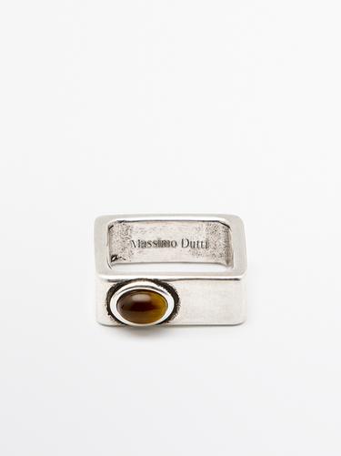Zara Geometric rings with stone - Silver - Image 0