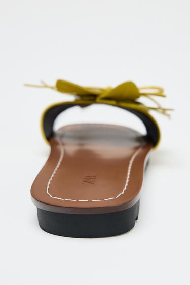 LEATHER FLOWER SANDALS - Lime Green by Zara - Image 5