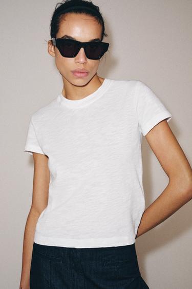 COTTON SLUB KNIT T-SHIRT - White by Zara