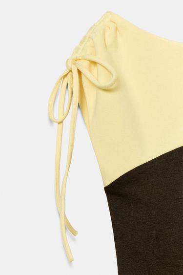 COMBINED GATHERED TOP - Brown / Ecru by Zara - Image 6