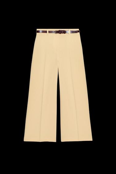 CULOTTE TROUSERS WITH BELT - Yellow by Zara - Image 0