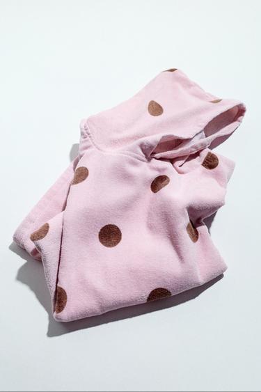 Zara POLKA DOT TOWEL PONCHO - Pink