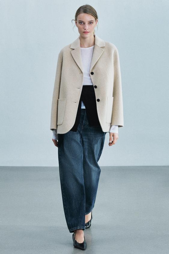 KORTE JAS MET WOL ZW COLLECTION - Beige van Zara - Afbeelding 0