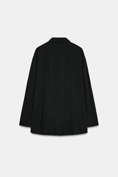 Zara POPLIN SHIRT WITH TABS - Black