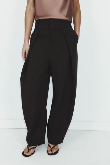 BALLOON PLEAT TROUSERS - Chocolate brown by Zara
