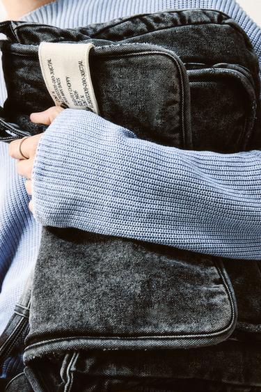 ДЕНИМОВАЯ СУМКА ЧЕРЕЗ ПЛЕЧО С ЭФФЕКТОМ ПОТЕРТОСТИ — СЕРЫЙ от Zara