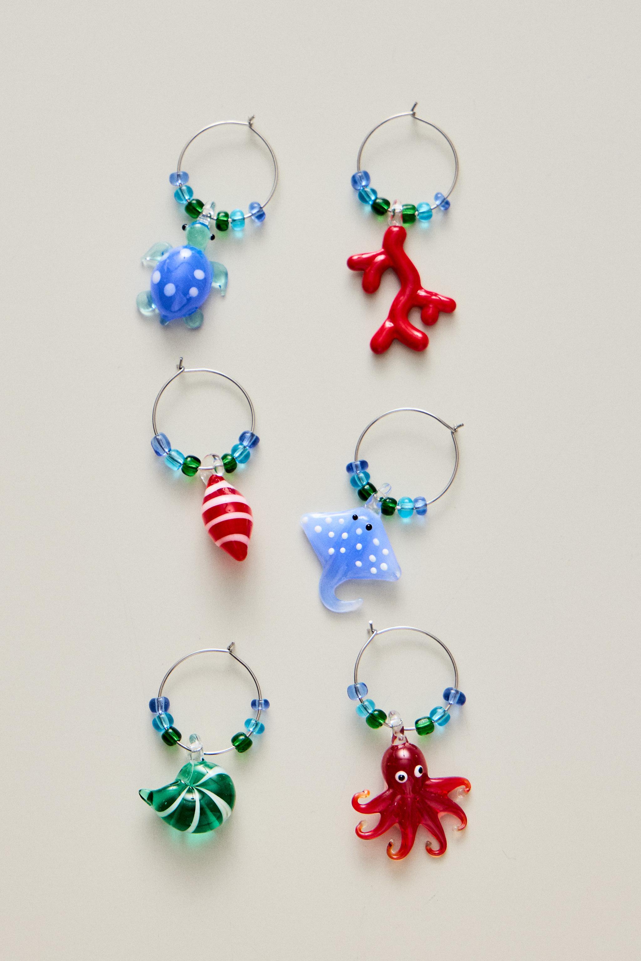 GLASS GLASS CHARMS (PACK OF 6) — Blues