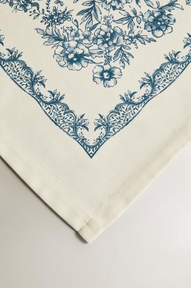 NAPPE SATINÉE FLEURS - Bleu de Zara - Image 2