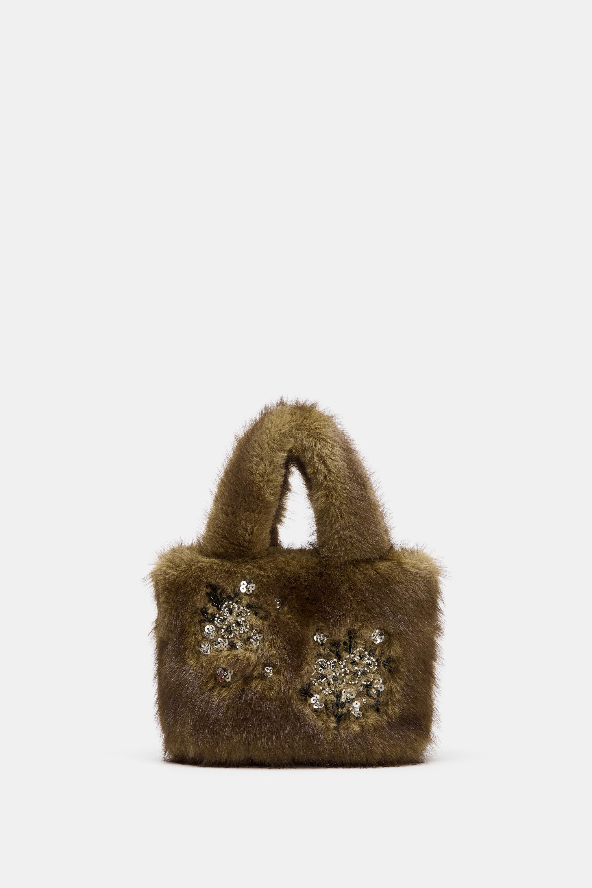 SAC À MAIN EFFET FOURRURE STRASS