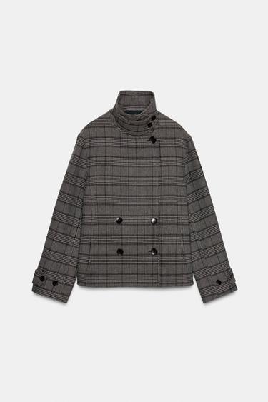 CHECKED DOUBLE-BREASTED JACKET - Brown / Ecru by Zara - Image 7