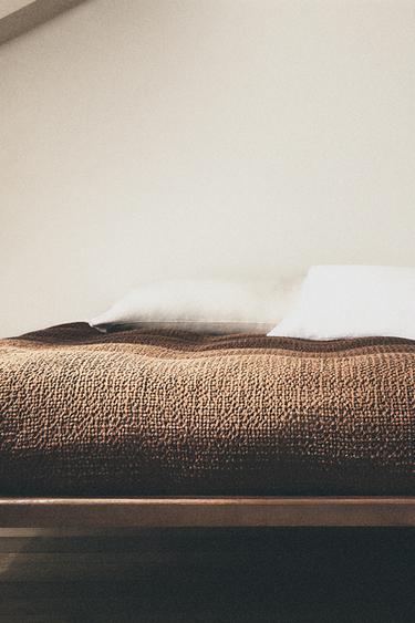 Zara WAFFLE-KNIT DUVET COVER - Brown