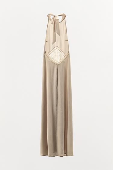 ROBE MI-LONGUE BRODÉE - Écru moyen de Zara - Image 5