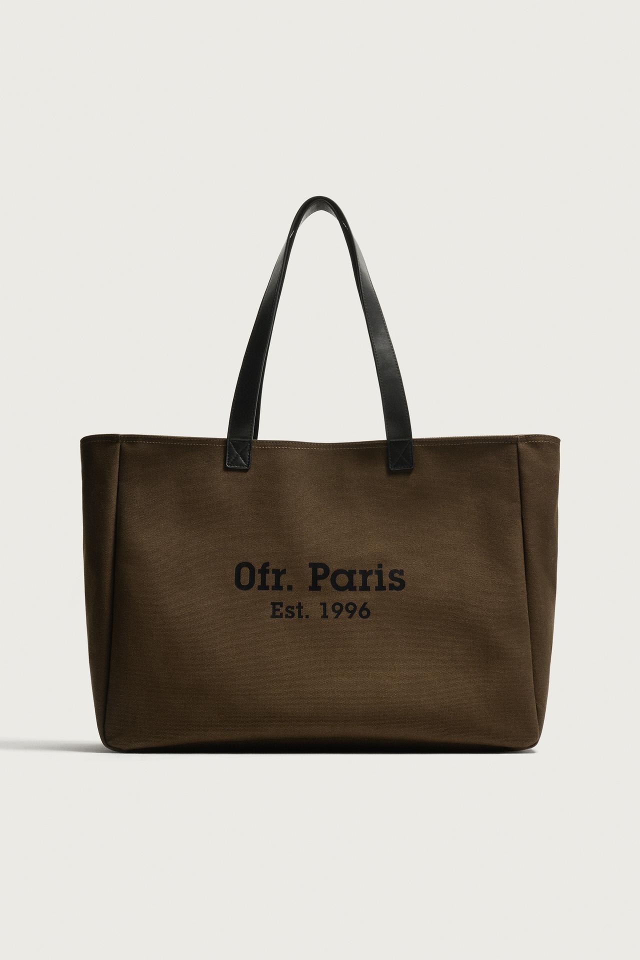 0FR. PARIS X ZARA LEATHER-DETAIL SHOPPER BAG — Brown