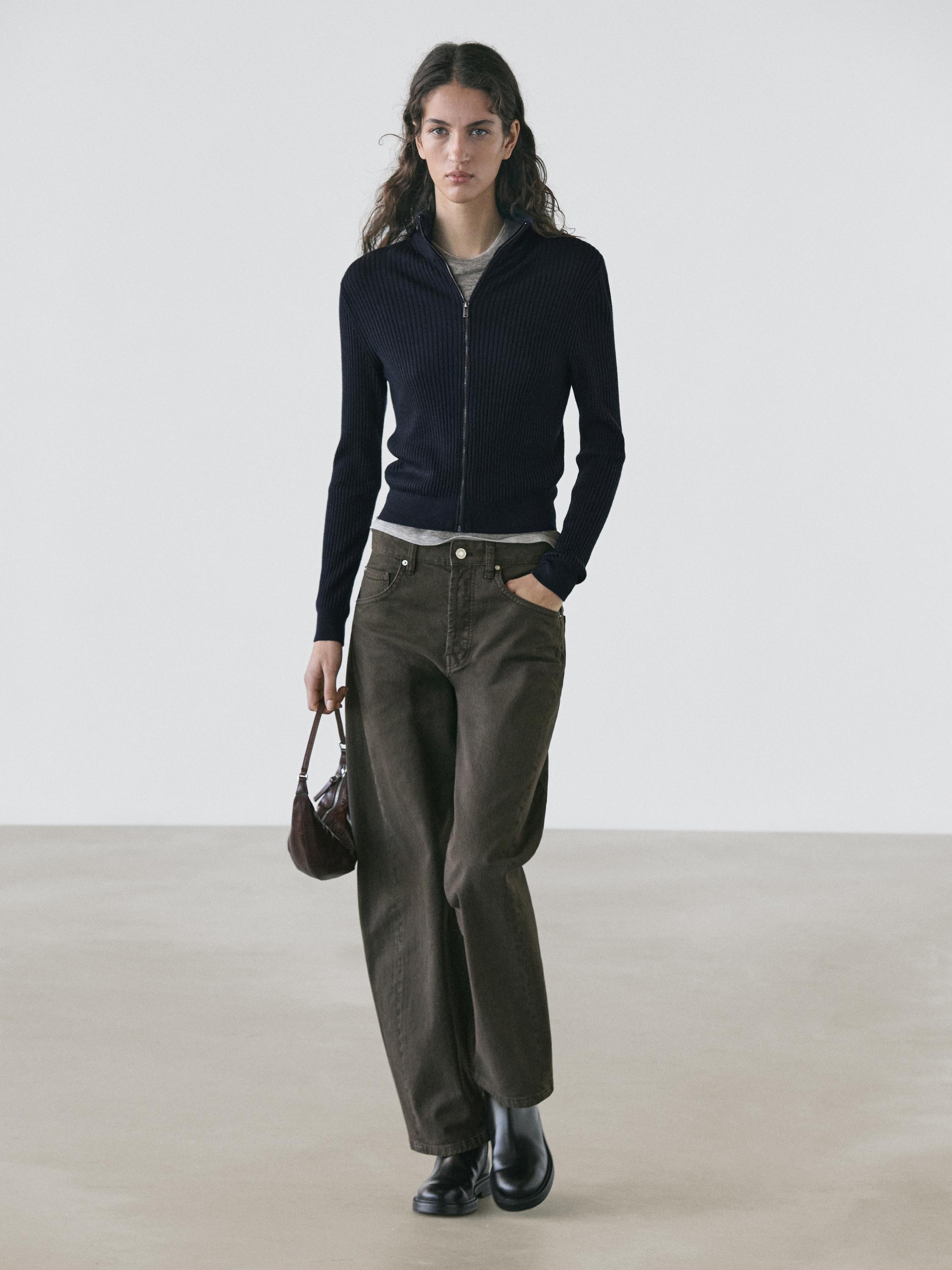 100% wool zip-up cardigan