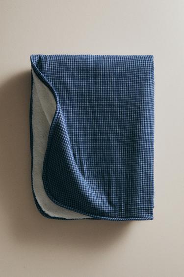 MUSLIN FLEECE BABY BLANKET - Blue by Zara