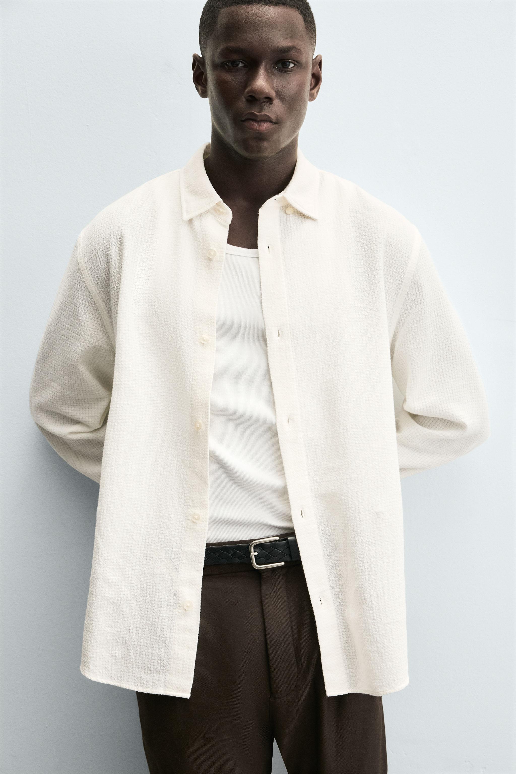 TEXTURED CHECKERED SHIRT - Oyster-white | ZARA United States