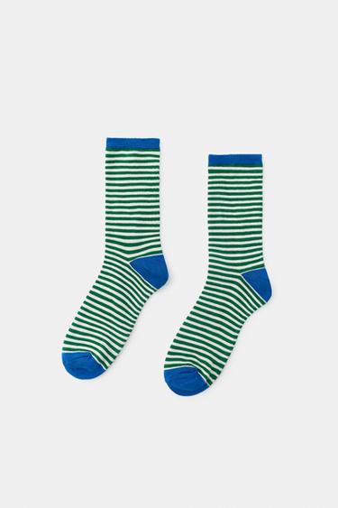 STRIPED JACQUARD SOCKS - Green by Zara