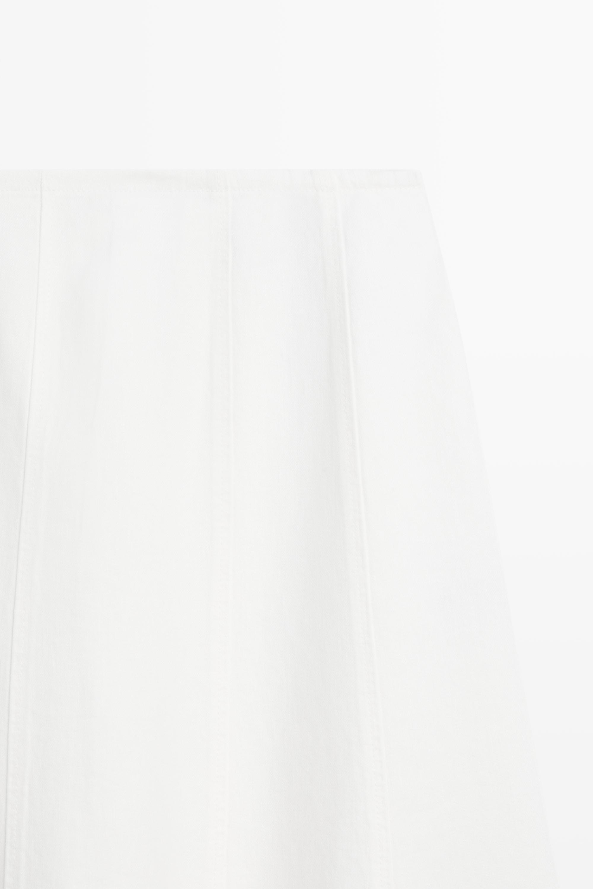 100% linen denim-effect midi skirt