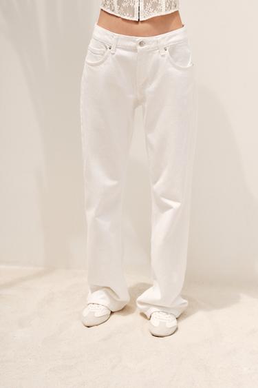 TRF WIDE-LEG LOW-RISE JEANS - White by Zara