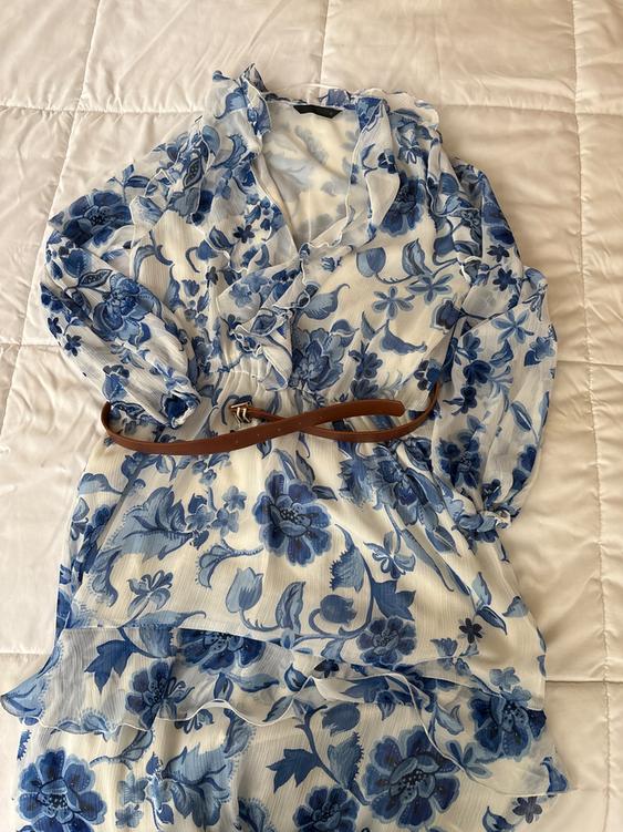 BELTED PRINTED MIDI DRESS - Image 3