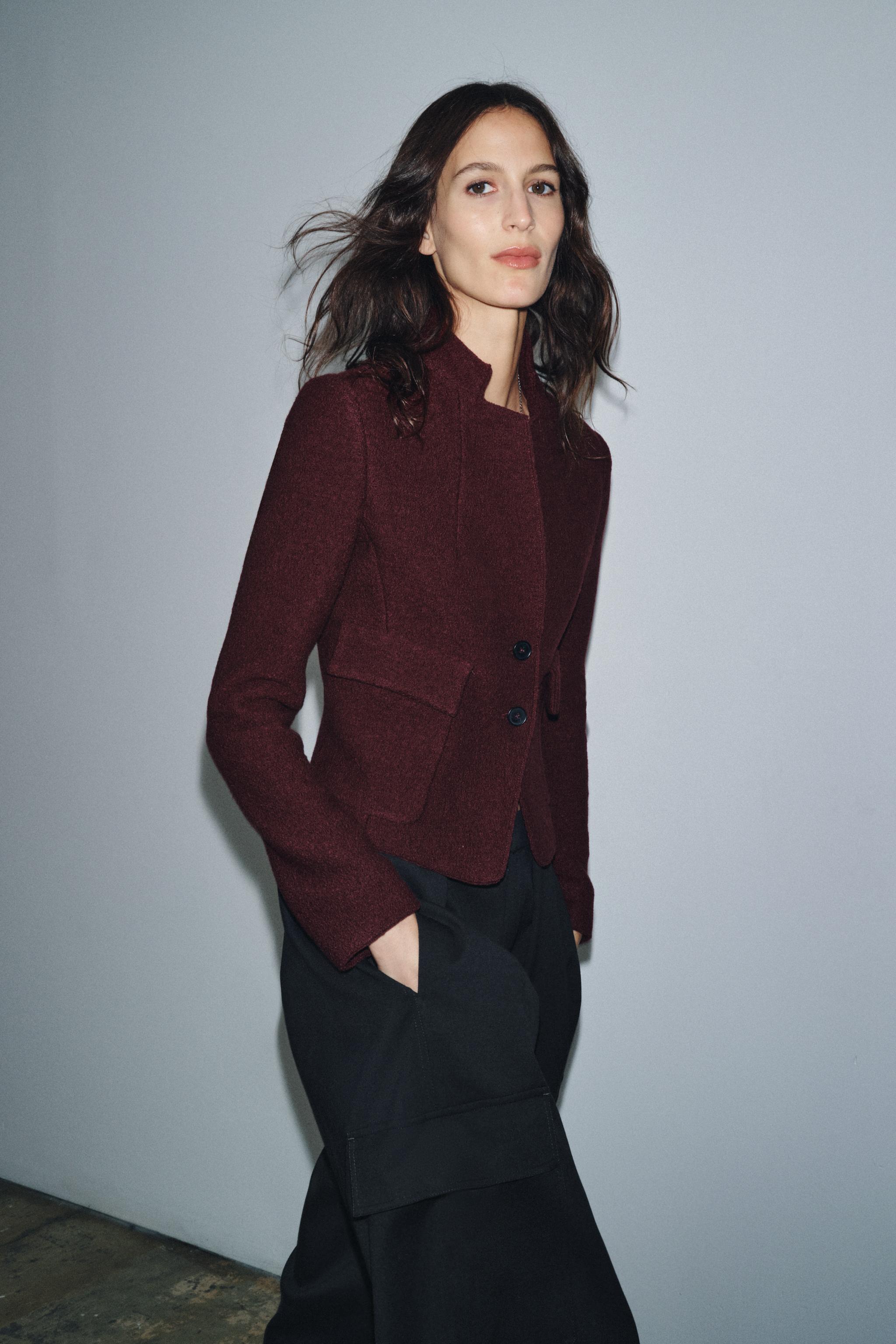 ZW COLLECTION ブークレウールブレザー - ワイン | ZARA Japan / 日本