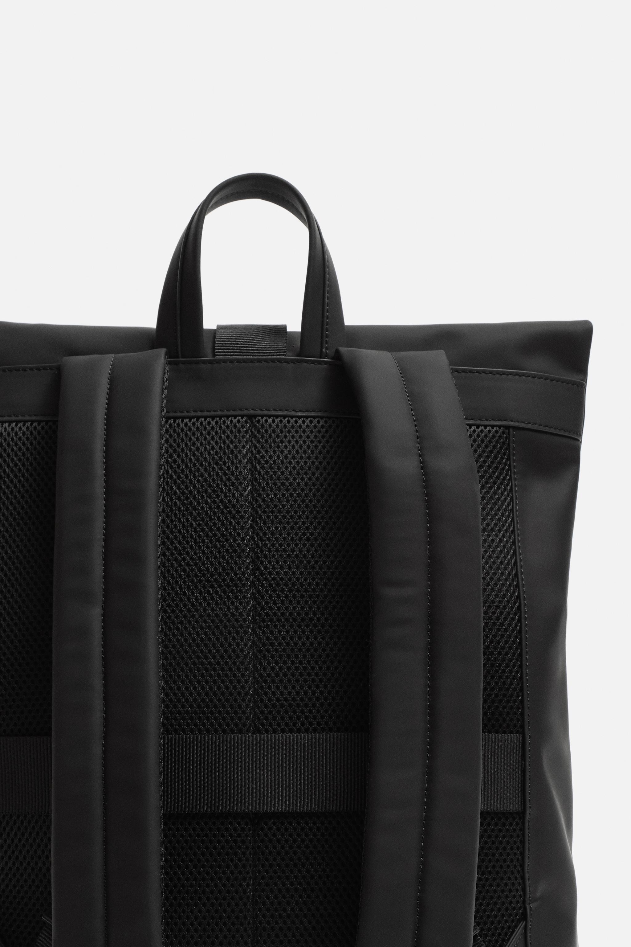 RUBBERIZED FLAP BACKPACK - Black | ZARA United States