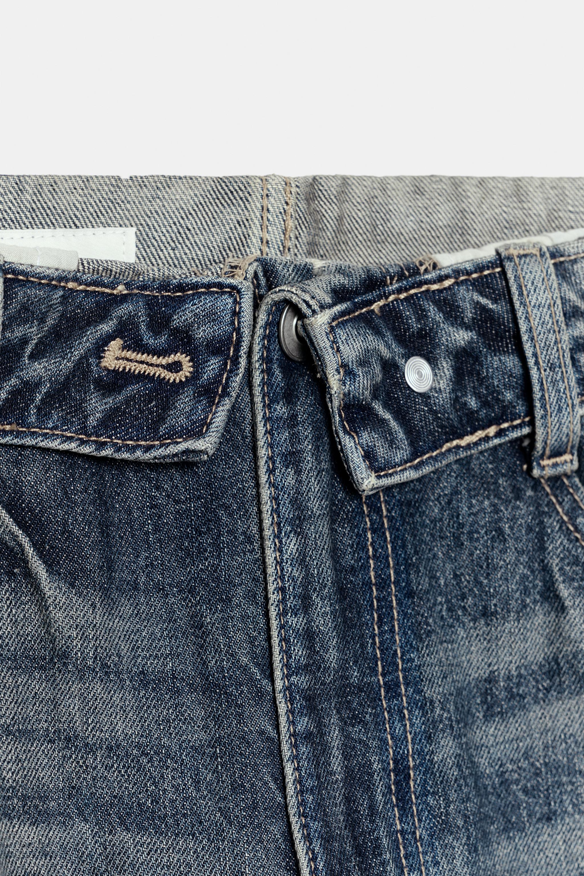 TRF ミッドライズ折り返しウエストデニムパンツ - ブルー | ZARA Japan 