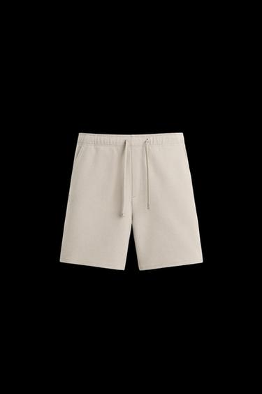 Zara TEXTURED COMFORT SHORTS - Beige - Image 0
