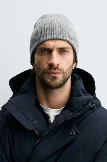 Zara WOOL BLEND KNIT HAT - Gray - Image 0